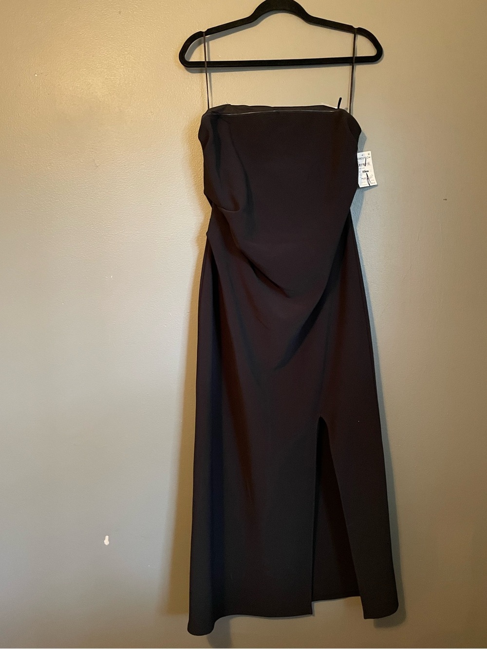 NWT Open Edit Sz XL Women’s Black Ruched Tube Strapless Maxi Slit Dress Ret $79! - Picture 4 of 13